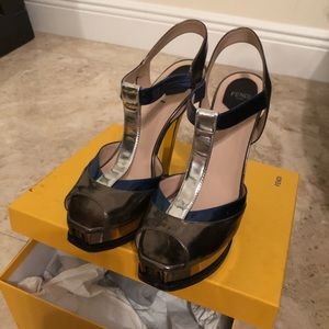 Fendi metallic multi-color heels